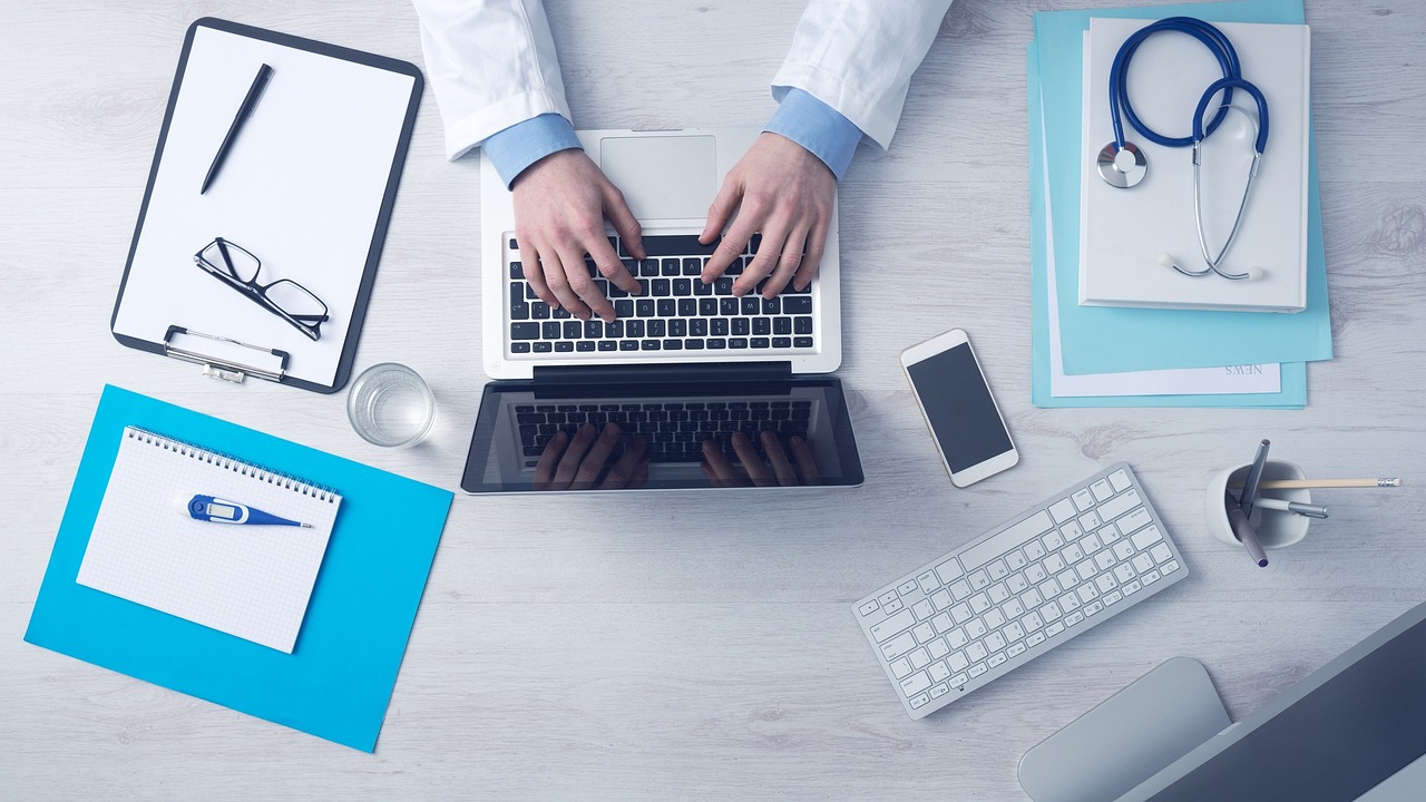 Doctor working at a computer